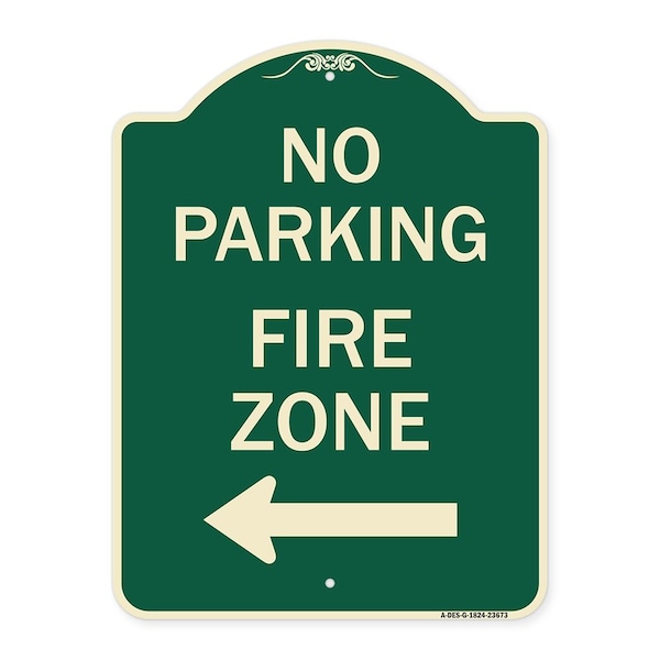Signmission No Parking Fire Zone W/ Left Arrow Heavy-Gauge Aluminum Architectural Sign, 24" x 18", G-1824-23673 A-DES-G-1824-23673 - main